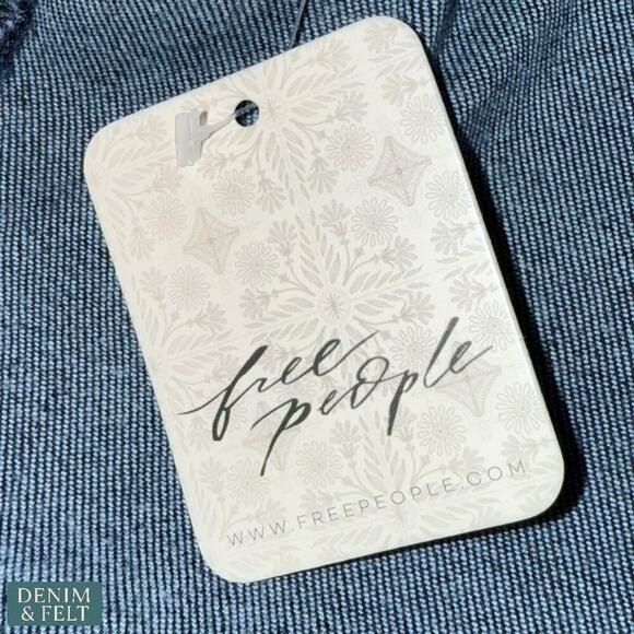 Free People Denim D/F Studded Backless Peplum Top XS Dark Rinse NWT/NEW!! - Picture 14 of 16